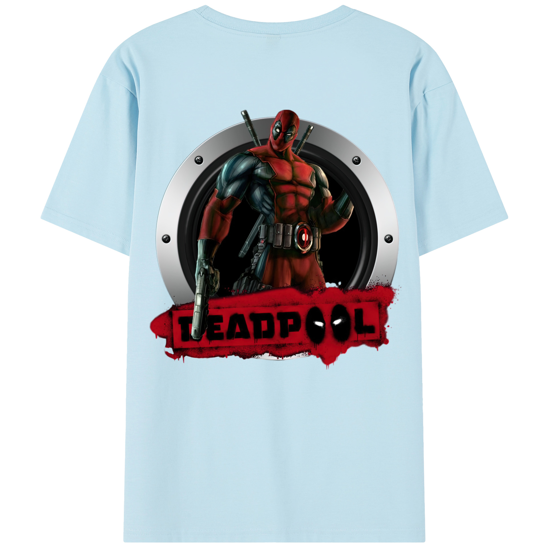 （画像用） Deadpool デッドプール 綿100％半袖Tシャツ（背面プリント）